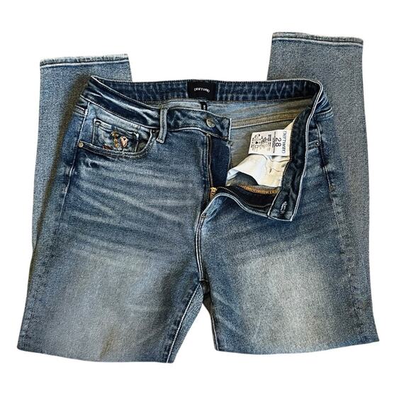 Driftwood x Free People Women’s Sz 28 Embroidered Gizelle Denim Jeans Stretch - Picture 6 of 14